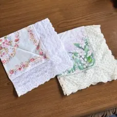 花柄レースひざかけ ハンカチ2枚セット