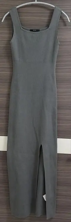 【美品】EMODA ノースリーブ ニットワンピース ロング丈 スリット　グレー