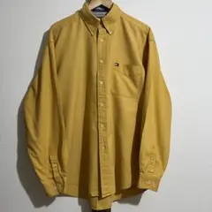 90's トミーヒルフィガー シャツ BD ワンポイント 刺繍 ロゴ XL