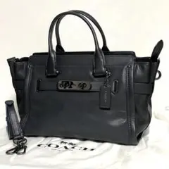 ✨極美品✨COACH スワッガー32 2WAYバッグ オールレザー ダークグレー