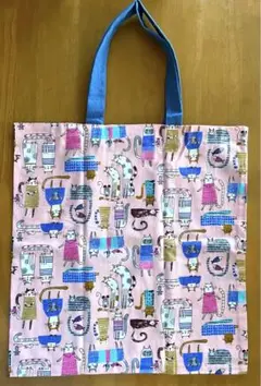 トートバック 猫 ピンク ハンドメイド キャット エコバッグ マイバッグ 大きめ