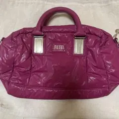 新品】ディーゼル フラップポケット付き エナメルキャンバスバッグ 