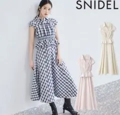 SNIDEL チェックビスチェコンビシャツワンピース