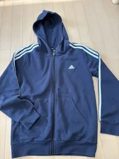 adidas ネイビー フルジップ裏起毛 160cm
