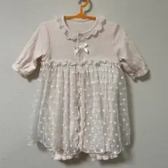 ピンク ベビードレス 半袖 フリル