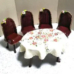 I *ミニチュア家具⭐️テーブルと椅子5点セット*アンティーク*粘土