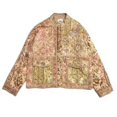 ZARA ザラ キルティング ジャガード ジャケット 総柄 花柄 ピンク XS