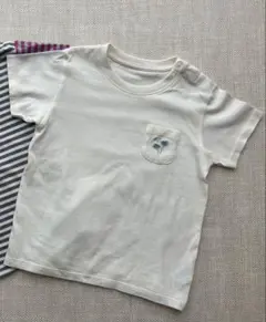 【美品】ユニクロ 半袖Tシャツ 白T ホワイト 無地 100 ヤシの木 夏のサムネイル