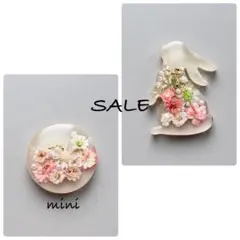 884可憐な♡レジンヘアゴム うさぎさん パープル紫陽花 ゴールドリボン