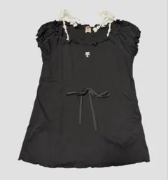 クレージュ courreges フリル カットソー 黒 ブラック　38のサムネイル