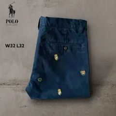 PoloRalphLaurenラルフローレンチノパンポロチノクレスト刺繍総柄古着