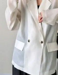 nobrand.▼シアー ダブルテーラードジャケット ホワイト