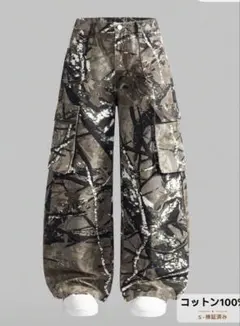 SHEIN キッズ10Yフィットストレートレッグワイドレッグジーンズカーゴパンツ