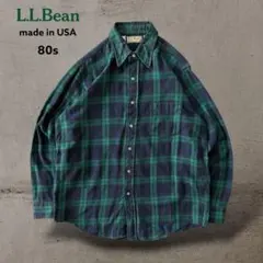 希少USA製80sエルエルビーンブラックウォッチフランネルシャツ長袖チェック古着