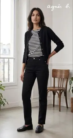 agnes b. JEANS 黒デニム フレンチカジュアル 40のサムネイル