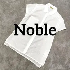 美品 Noble 光沢感メッシュ 素材 半袖 シャツ ホワイト 金タグのサムネイル