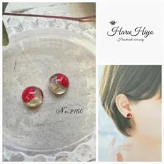 №2160 ❁¨̮ かすみ草の半球レジンピアス・イヤリング