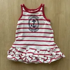 ラルフローレン ベビー ワンピース 70cm 6M 赤 ボーダー マリン イカリ