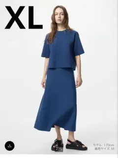 【未使用品】UNIQLO 黒 ウォッシャブル ミラノ リブセーター 半袖 XL