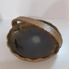 茶道具　竹田焼　呂人窯　菓子器　菓子皿　陶器　持ち手付　取手付