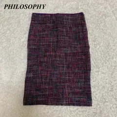 ★タグ付き★ PHILOSOPHY タイトスカート 40 ツイード パープルのサムネイル