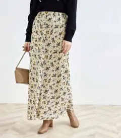 ロペピクニック　フラワードット柄マーメイドマキシスカート　ベージュ　38サイズ