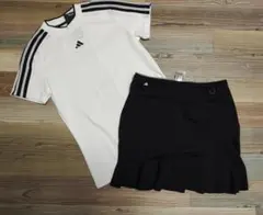 ♥️アディダス⭐モックシャツ＆フリルスカート セットアップ サイズ 白黒M