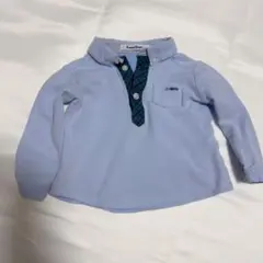 familiar ファミリア 長袖ポロシャツチェック　ブルー電車90