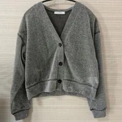 SIMPLICITÉ グレー ラメ　シアーショート丈カーディガン 長袖