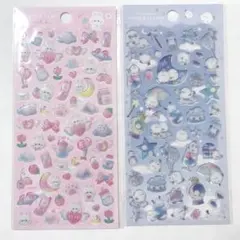 ぷっくりシール 半透明 キラキラ うさぎ　グリッタークリスタル　シマエナガ