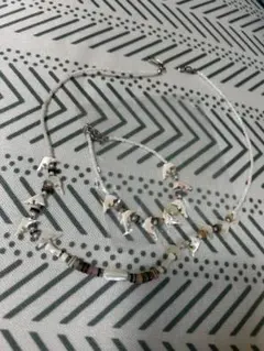 イルカモチーフ シェルビーズ ネックレス ブレスレット 2点セット マルチカラー