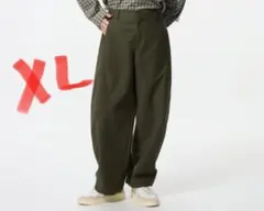 【美品】UNIQLOユニクロ ジャージーバレルレッグパンツ 標準丈 オリーブXL