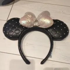 ミニー　カチューシャ　キルティング　レザー　スパンコール
