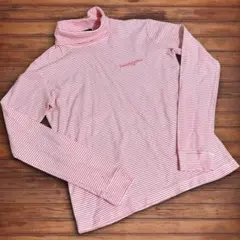 233 PEARLY GATES タートルネック 長袖シャツ ボーダー柄 ピンク