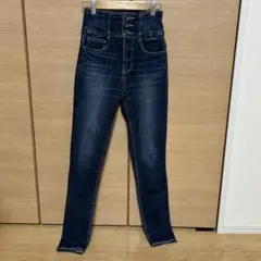 ハイウエスト スキニーデニム ダークブルー