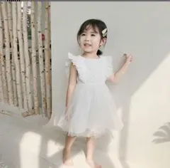 ベビードレス　ワンピース　チュール　ホワイト　80 フォーマル