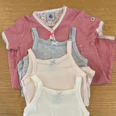 美品　プチバトー　6m キャミソール肌着、半袖ロンパースのセット品