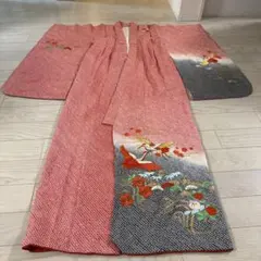 七五三 7歳 正絹総絞り 着物 フルセット 赤色 刺繍 豪華なセット