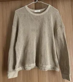 メッシュ編み 長袖カットソー ベージュ