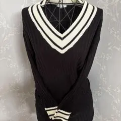 m*M様 a.i.n. マタニティ Vネック ワンピース LL ブラック/ホワイ