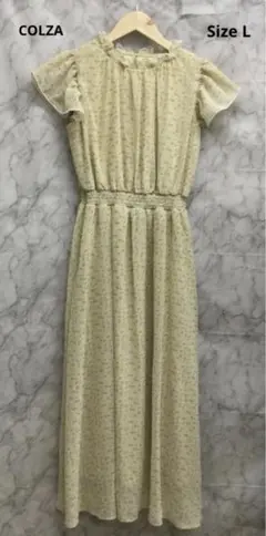 【COLZA】Honeys ボタニカル柄 フリルワンピース イエロー系 L