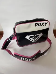 ROXY ロキシー エナメル ショルダーバッグ 黒×白×ピンクのサムネイル