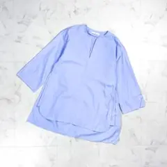 美品 ASTRET スキッパーブラウス ライトブルー サイズF*GD426
