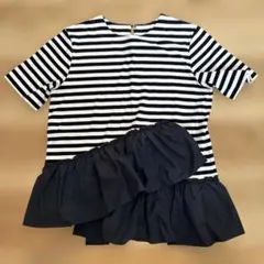 INED ストライプ 半袖Tシャツ フリル付き 9号のサムネイル