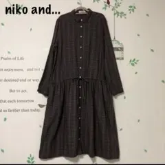 ⚠️最終価格♪379 ニコアンド 茶系 チェックワンピ