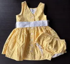 Ralph Lauren 12M 黄色チェックワンピース　イエロー　パンツ　80