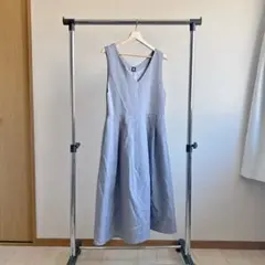 merlot ノースリーブVネックロングワンピース グレー