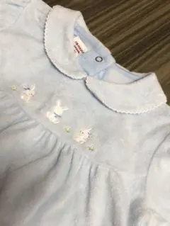 ファミリア ワンピース　ブルマ付き　水色　うさぎ　刺繍　べべ　プティマイン