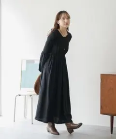 Kastane 袖バルーン切替ワンピース