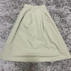 ミントグリーン　タックフレアスカート ロング丈